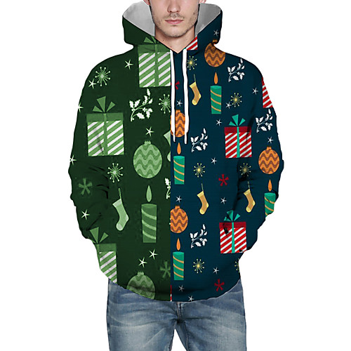 

Men's Pullover Hoodie Sweatshirt Print Graphic 3D Christmas Daily 3D Print Christmas Hoodies Sweatshirts Green