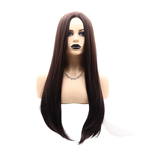 

Synthetic Wig Natural Straight Layered Haircut Wig Medium Length Dark Brown Synthetic Hair Women's Party New Arrival Dark Brown