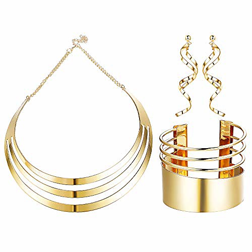 

choker necklace set for women wide cuff bangle bracelets statement dangle earrings jewelry