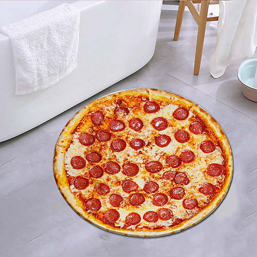 

Pizza Flatbread Round Mat Carpet Door Mat Bedroom Living Room Carpet Study Room Carpet Kitchen Bathroom Anti-slip Mat