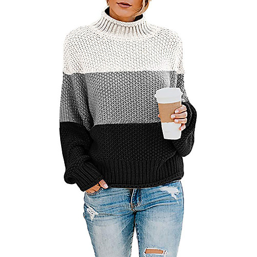 

Women's Basic Knitted Solid Color Pullover Long Sleeve Sweater Cardigans Crew Neck Fall Winter Black Blue Red