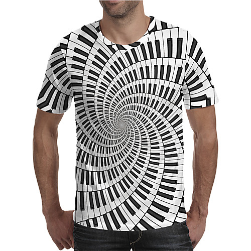 

Men's T shirt 3D Print Graphic 3D Plus Size Print Short Sleeve Daily Tops Elegant Exaggerated Black / White