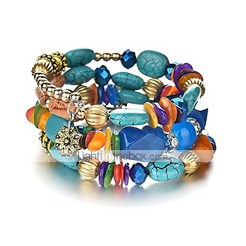 

boho multilayer irregular agate beads charm bracelets for women vintage jade stone man bracelets yoga bangles ethnic jewelry (colorful)