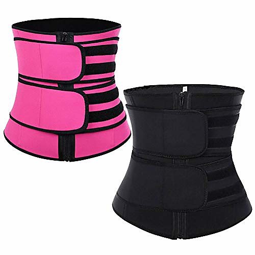 

waist trainer for women, sweatfit adjustable slimming trimmer (rose red, s)