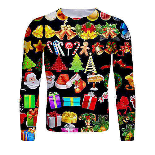 

Men's T shirt 3D Print Graphic 3D Print Long Sleeve Christmas Tops Rainbow