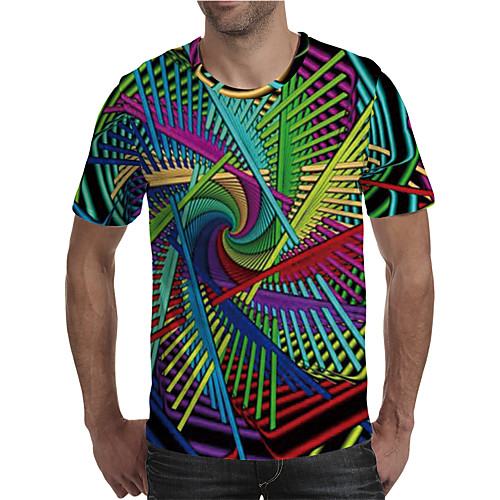 

Men's T shirt 3D Print Graphic Plus Size Print Short Sleeve Daily Tops Elegant Exaggerated Rainbow