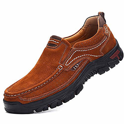

mens slip on casual shoes leather comfortable walking loafers brown