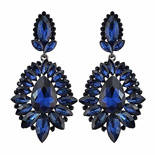 

5 colors luxury drop earring inlay crystal rhinestone dangle long earrings for women jewelry (blue)