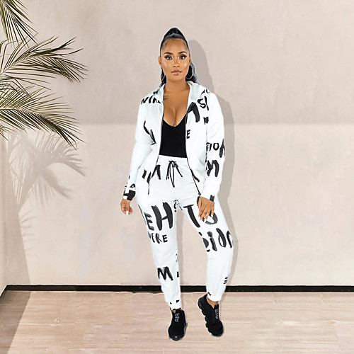 

Women's Letter Two Piece Set Hoodie Tracksuit Pant Print Tops