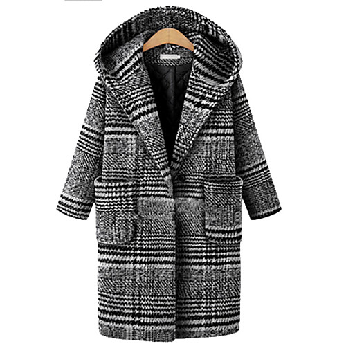 

Women's Color Block Active Fall & Winter Coat Long Daily Long Sleeve Polyster Coat Tops Black