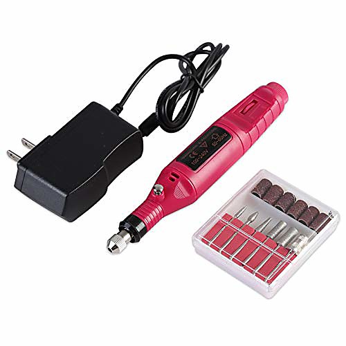 

electric nail file drill kit, portable nail drill machine for acrylic nails gel nail glazing nail drill nail art polisher sets glazing nail drill fast manicure pedicure & #40;red& #41;