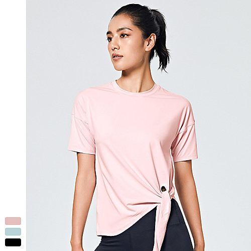 

Women's Yoga Top Summer Asymetric Hem Fashion Black Blue Pink Cotton Yoga Fitness Running Tee Tshirt Short Sleeve Sport Activewear Breathable Quick Dry Comfortable Stretchy