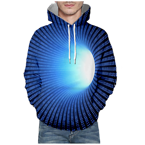 

Men's Pullover Hoodie Sweatshirt Graphic Abstract 3D Front Pocket Daily 3D Print 3D Print Casual Hoodies Sweatshirts Blue