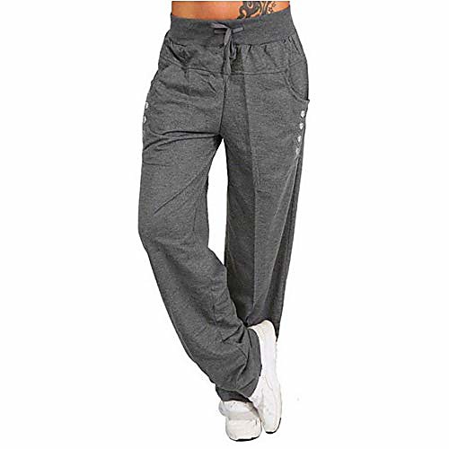 

women yoga pants low-rise wide leg bottoms comfy drawstring loose straight lounge pants workout leggings (gray, xxl)