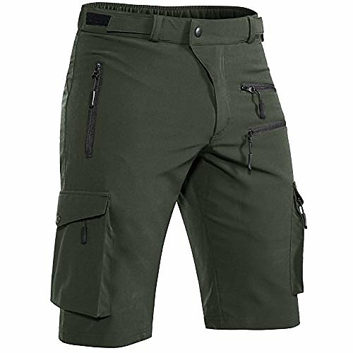 

mens hiking shorts casual cargo shorts quick dry tactical shorts with zipper pockets green