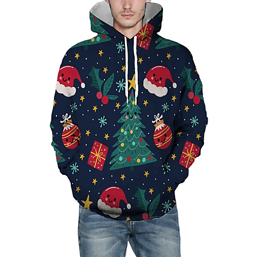 

Men's Pullover Hoodie Sweatshirt Graphic 3D Star Christmas Daily 3D Print Christmas Hoodies Sweatshirts Navy Blue