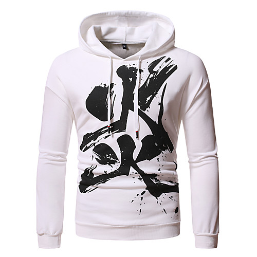 

Men's Pullover Hoodie Sweatshirt Cartoon Daily Other Prints Basic Casual Hoodies Sweatshirts White Black Blue