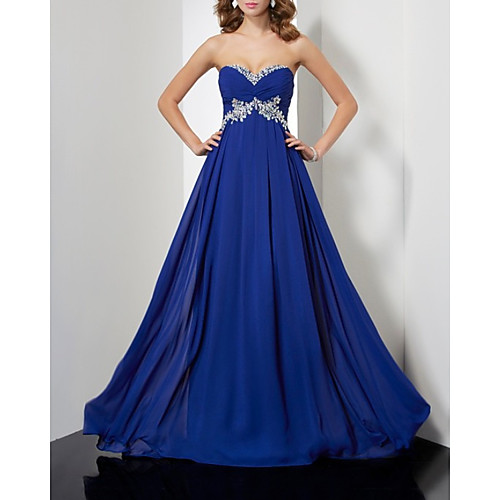 

A-Line Elegant Floral Engagement Formal Evening Dress Sweetheart Neckline Sleeveless Court Train Chiffon with Pleats 2021