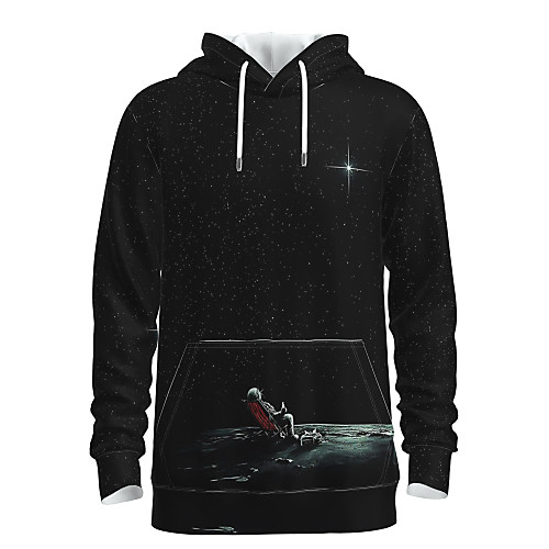

Men's Pullover Hoodie Sweatshirt Galaxy Graphic 3D Front Pocket Daily 3D Print 3D Print Casual Hoodies Sweatshirts Black