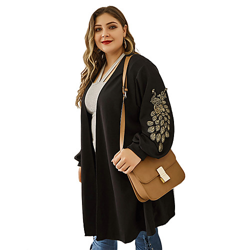 

Women's Solid Colored Patchwork Basic Fall & Winter Sweater Coat Regular Daily Long Sleeve Polyster Coat Tops Black