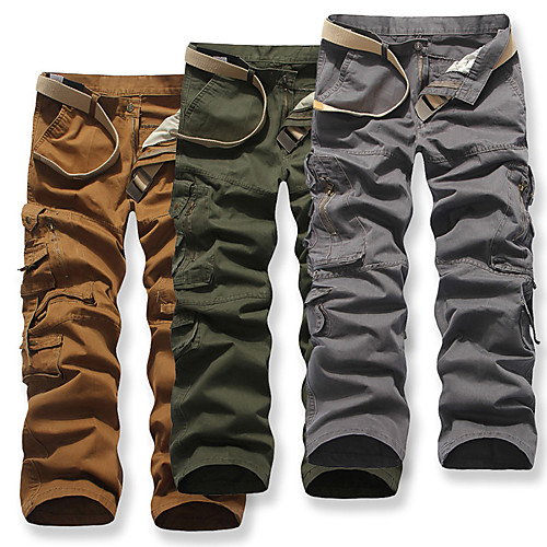 

Men's Hiking Pants Trousers Hiking Cargo Pants Solid Color Outdoor Breathable Ventilation Soft Comfortable Cotton Pants / Trousers Black Yellow Army Green Grey Khaki Hunting Fishing Climbing 28 29 30