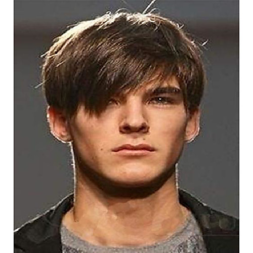 

mens short brown wig synthetic straight cool daily party full hair wig for male