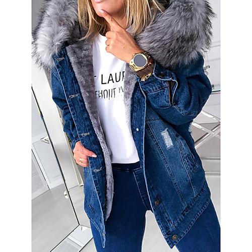 

Women's Solid Colored Patchwork Streetwear Fall & Winter Jacket Regular Daily Long Sleeve Linen Coat Tops Black / Loose