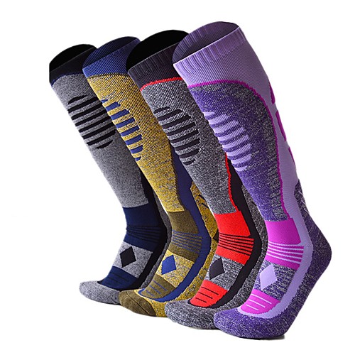 

R-BAO Women's Men's Athletic Sports Socks Ski Socks Camping / Hiking Hunting Ski / Snowboard Cushion Breathability High Elasticity Polyester / Cotton Crew Socks Ski Wear / Winter / Patchwork