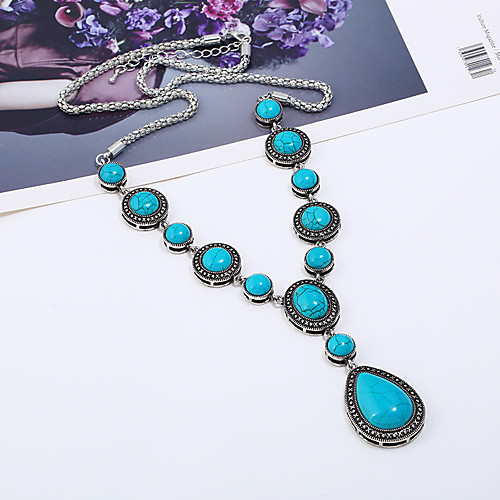 

Turquoise Y Necklace Long Necklace Ladies Ethnic Fashion Elizabeth Locke Alloy Turquoise 69.85.5 cm Necklace Jewelry For Holiday Going out