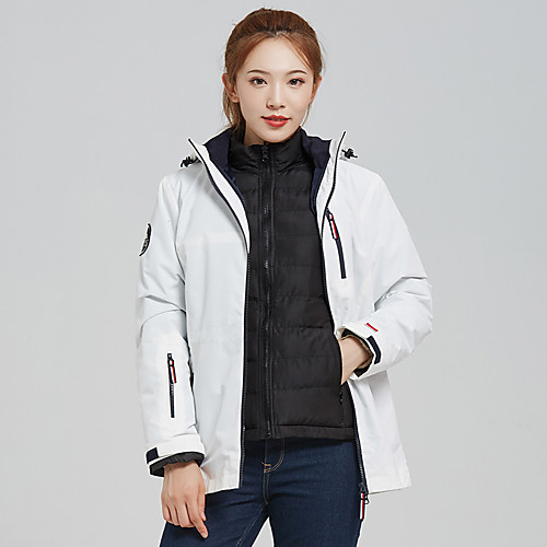 

Women's Hiking Jacket Hiking Windbreaker Winter Outdoor Solid Color Windproof Breathable Warm Detachable Cap Jacket Winter Jacket Single Slider Hunting Ski / Snowboard Fishing White Light Red Dark