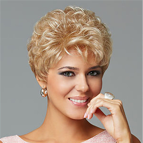 

Synthetic Wig Curly Asymmetrical Wig Blonde Short Blonde Synthetic Hair Women's Fashionable Design Exquisite Blonde