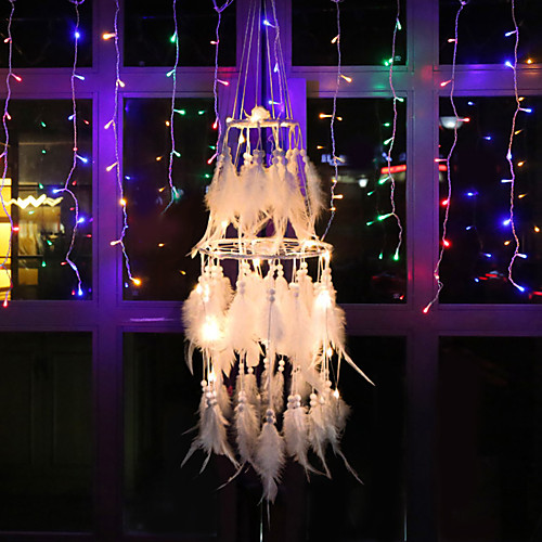 

3D LED Boho Dream Catcher Handmade Gift Wall Hanging Decor Art Ornament Craft Feather 1570cm For Kids Bedroom Wedding Festival