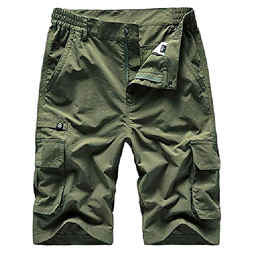 

men's outdoor lightweight quick dry casual shorts hiking sports shorts with multi pocket army green asian l/us 32