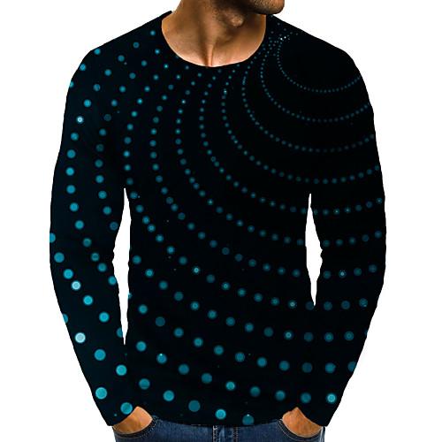 

Men's T shirt 3D Print Graphic 3D Plus Size Print Long Sleeve Daily Tops Elegant Exaggerated Green