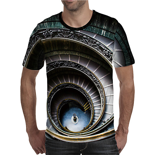 

Men's T shirt 3D Print Graphic 3D Plus Size Print Short Sleeve Daily Tops Elegant Exaggerated Rainbow