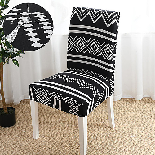 

Black and White Bohemian Print Super Soft Waterproof Chair Cover Stretch Removable Washable Dining Room Chair Protector Slipcovers Home Decor Dining Room Seat Cover