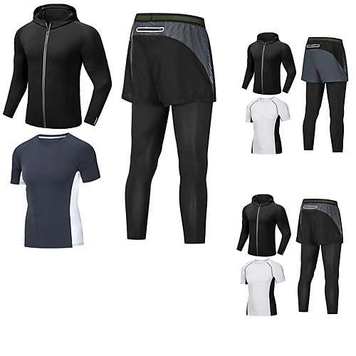 

Men's Full Zip Activewear Set Athletic Athleisure Long Sleeve 3pcs Winter Front Zipper Elastane Breathable Quick Dry Moisture Wicking Fitness Gym Workout Running Active Training Jogging Sportswear
