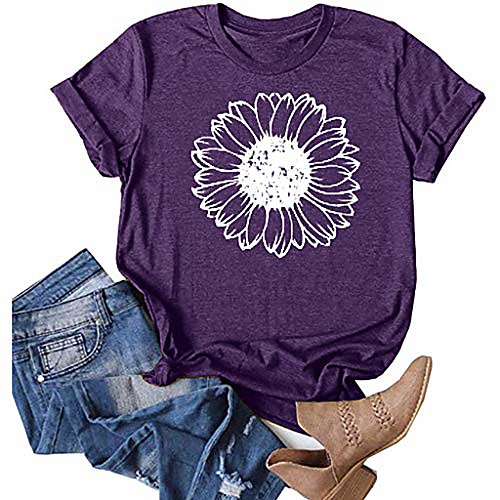 

sunflower shirts for women plus size faith tops summer short sleeve loose casual t shirt junior teen girls graphic tees purple