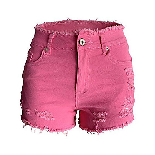 

womens denim shorts frayed stretch butt lift juniors distressed cutoff jeans shorts pink us 14-16