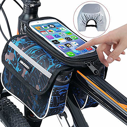 

bike bag, bicycle top tube phone bag bike storage bag for max phone screen 6.2in with waterproof touch screen phone cas