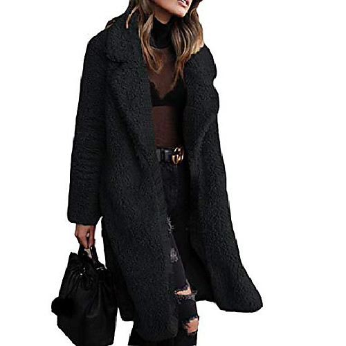 

winter thick coat warm teddy bear fleece jackets overcoat plus size black