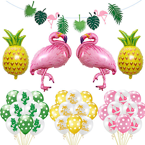 

Party Balloons 35 pcs Flamingo Hawaii Summer Party Supplies Latex Balloons Banner Boys and Girls Party Decoration 12 Inch for Party Favors Supplies or Home Decoration