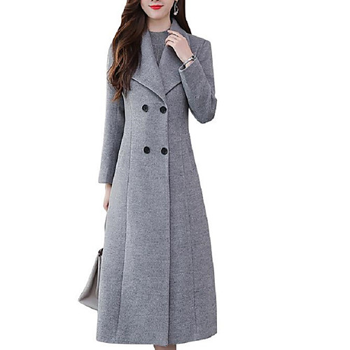 

Women's Solid Colored Basic Fall & Winter Coat Long Daily Long Sleeve Cotton Coat Tops Black