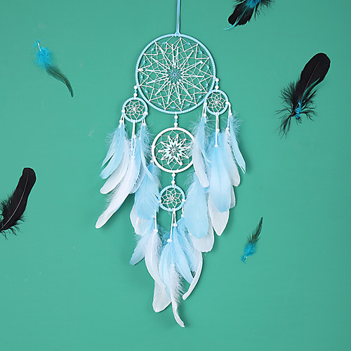 

LED Boho Dream Catcher Handmade Gift Wall Hanging Decor Art Ornament Craft Feather 5 Circles 6516cm for Kids Bedroom Wedding Festival