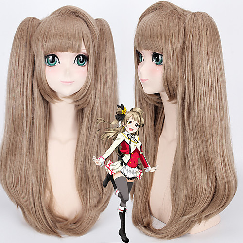 

Lovelive Kotori Minami Cosplay Wigs Women's With 2 Ponytails 28 inch Heat Resistant Fiber Straight Brown Teen Anime Wig