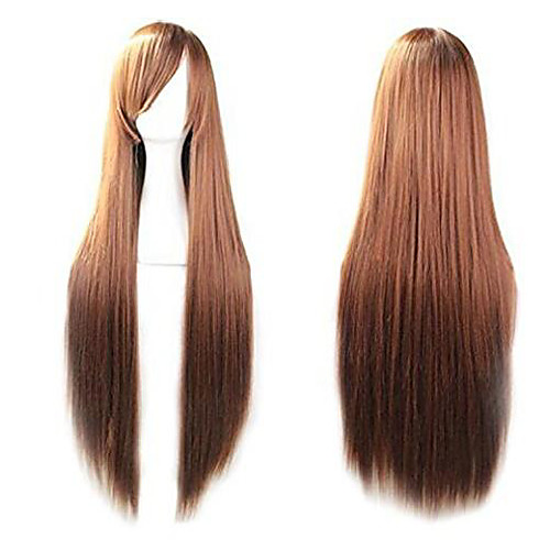

40 100 fashion women's cosplay hair wig long straight hair heat resistant costume party full wigs (brown)