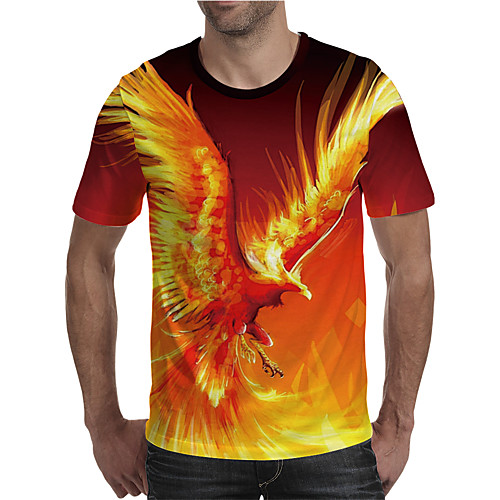 

Men's T shirt 3D Print Graphic Plus Size Print Short Sleeve Daily Tops Elegant Exaggerated Red