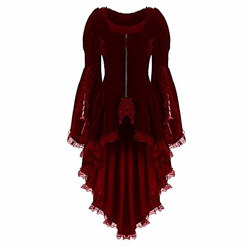 

women vintage long sleeve waist back bandage lace flowy hem jacket dress tuxedo coat red