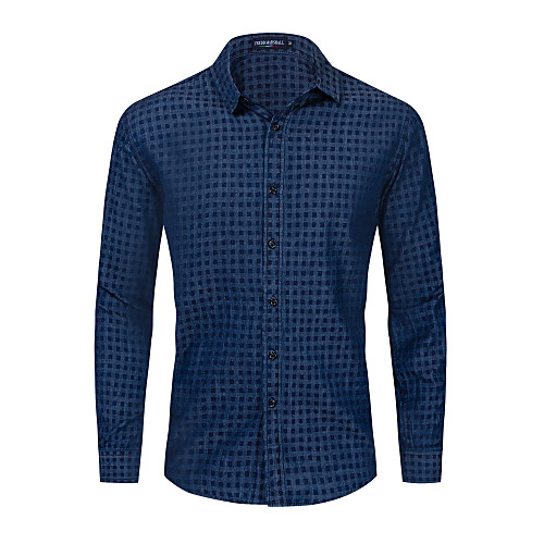 

Men's Shirt Other Prints Plaid Long Sleeve Daily Tops Cotton Basic Blue