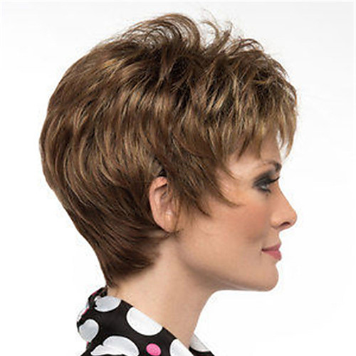 

Synthetic Wig Curly Asymmetrical Wig Short Dark Brown Synthetic Hair Women's Fashionable Design Cool Exquisite Dark Brown